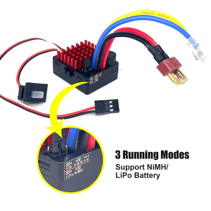 9IMOD 1060 RTR 60A Brushed ESC — Waterproof Electronic Speed Controller 2-3S LiPo with 6V3A BEC for 1/10 Axial SCX10, TRX4, TRX6, D90, HPI