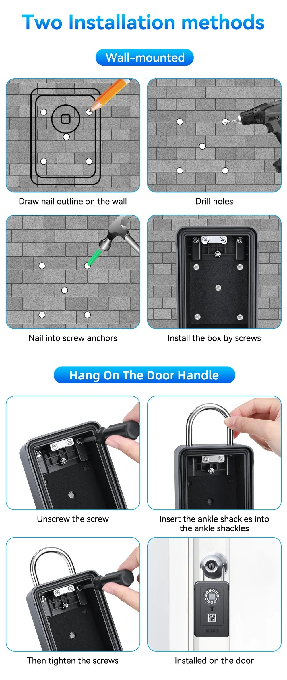 Camluxy Smart Key Box with Fingerprint & Digital Code Lock - Secure Storage with IC Card & Combination Unlock