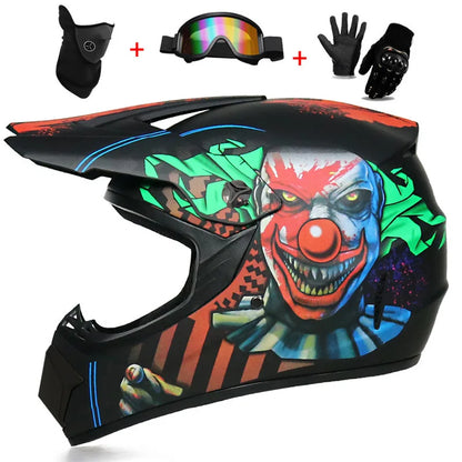 Youth & Kids Motorcycle Full Helmet - Children’s Motocross Casco Moto, Off-Road Protective Helmet with Goggles & Gloves