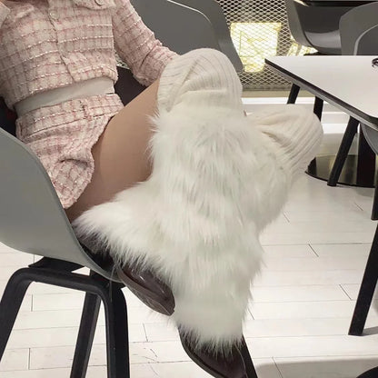 Women’s Faux Fur Leg Warmers – Fall Boot Covers & Stockings, Lolita Punk Harajuku Style Foot Warmers