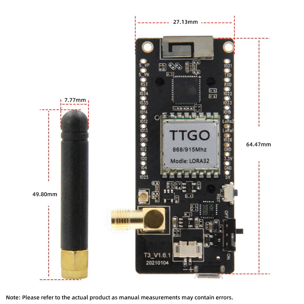 LILYGO® LoRa32 V2.1 ESP32 Development Board — SX1276/1278 Module 433MHz/868MHz/915MHz with 0.96" OLED, DIY WiFi & Bluetooth