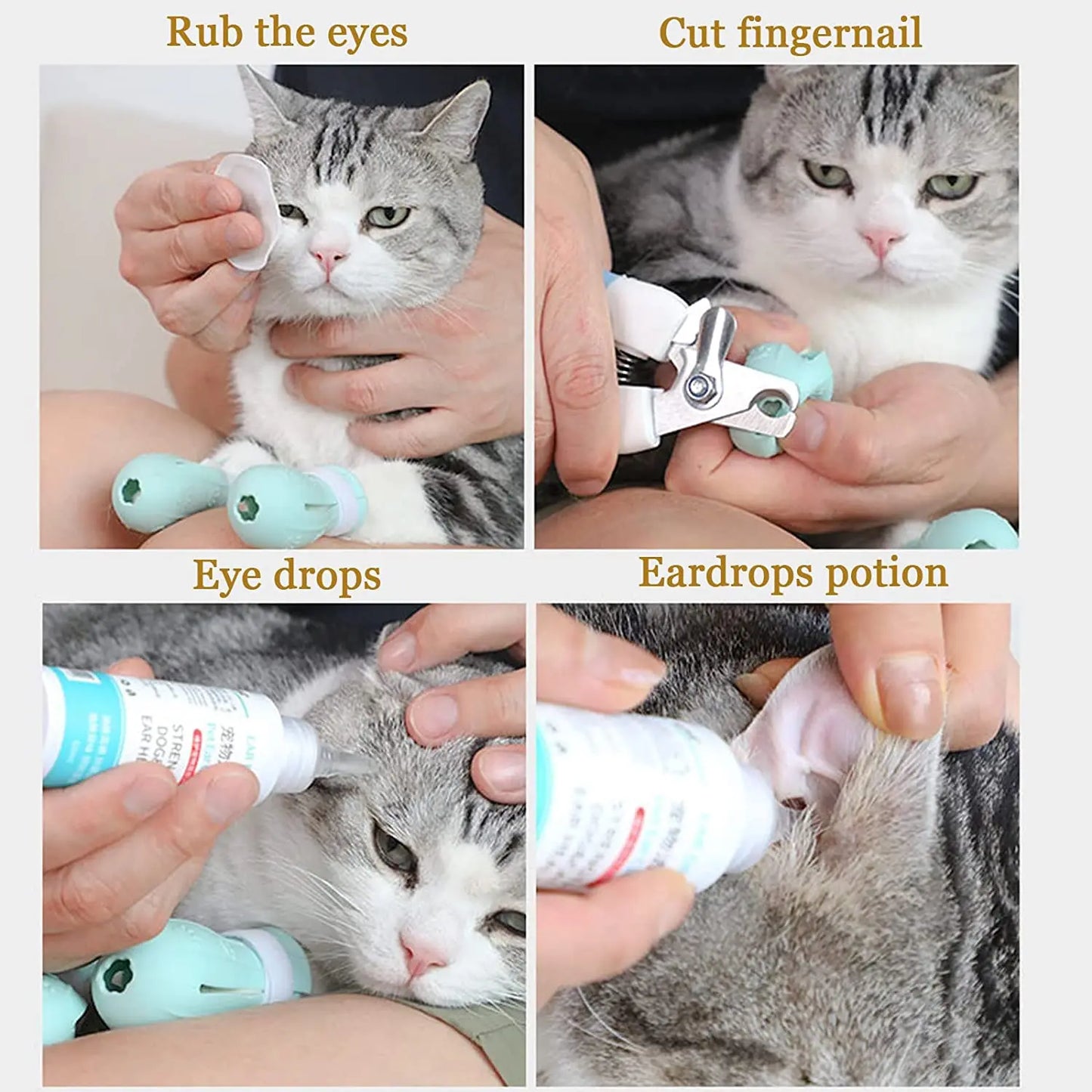 Adjustable Cat Claw Protector Bath Shoes - Anti-Scratch Cat Paw Nail Covers for Pet Grooming and Bathing - Pet Wash Boots and Supplies
