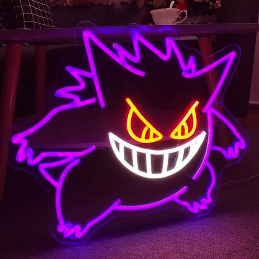 Gengar LED Neon Sign — Dimmable USB Wall Light for Gaming Room & Anime Fans