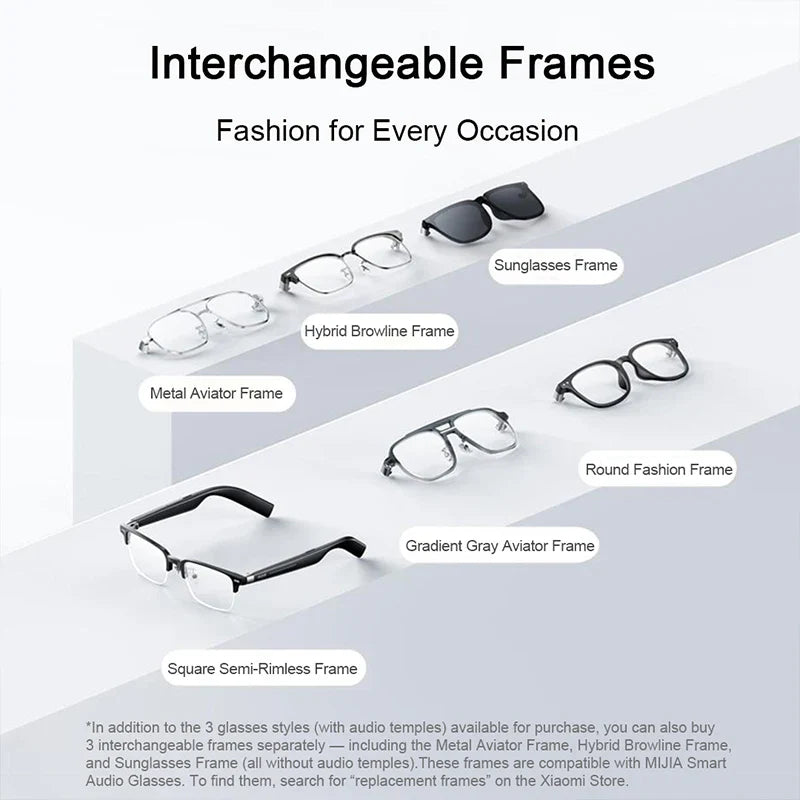 XIAOMI MIJIA Smart Audio Glasses Joyful Edition — Bluetooth 5.2, Detachable Headset, Long Standby, 2h Fast Charge, Anti-Leakage Sound