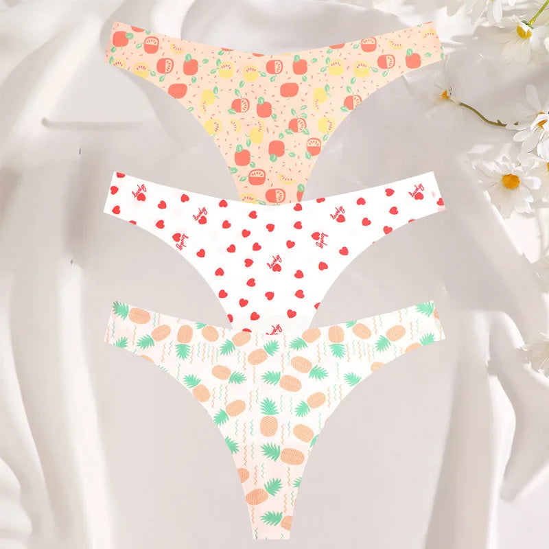 3PCS Women’s Sexy G-String Set - Colorful Seamless Bikini T-Back Low Waist Lingerie Underwear