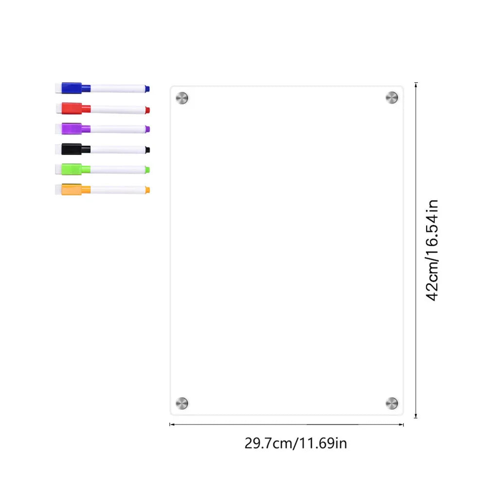 Clear Acrylic Magnetic Calendar — Reusable Dry Erase Board for Home, Monthly & Weekly Planning, Fridge Message Organizer
