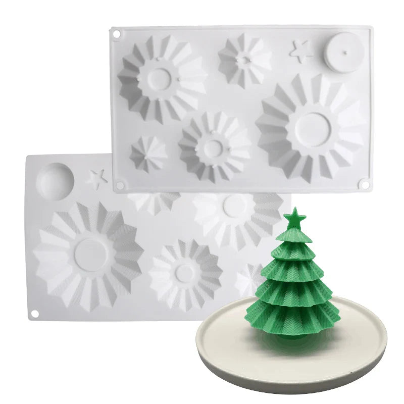 Christmas Silicone Cake Molds — Tree, Snowflake & Hat Shapes for Mousse, Chocolate & Holiday Baking