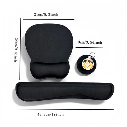 Ergonomic Keyboard Wrist Rest & Mouse Pad Set (3-Piece) with Memory Foam Cushion & Non-Slip Rubber Base for Comfort Support