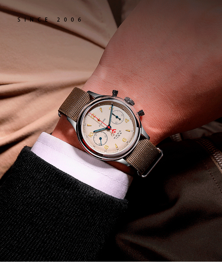 RED STAR 38mm Men's 1963 Chronograph Mechanical Watch – Pilot Air Force Aviation with Seagull ST1901 Movement & Sapphire Glass