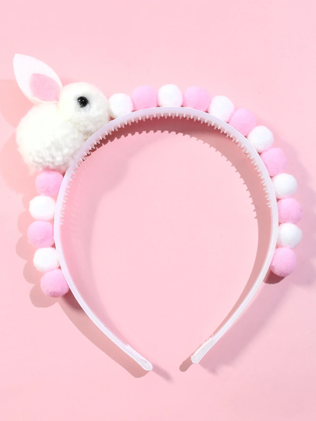 Girls’ Bunny Ear Fur Ball Headband - Cute Winter Hair Accessory for Kids