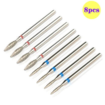 8pcs Diamond Nail Drill Bit Set - Rotary Electric Milling Cutters for Pedicure, Manicure, Cuticle Burr & Nail Tools Accessories