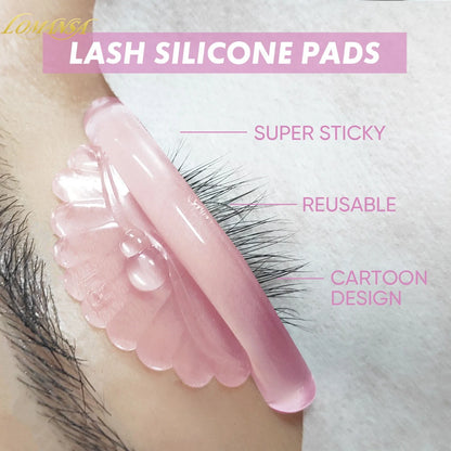 Lomansa 5 Pairs C Curl Silicone Eyelash Perm Pads – Sticky Lifting Rods & 3D Eyelash Curler Accessories Makeup Tools