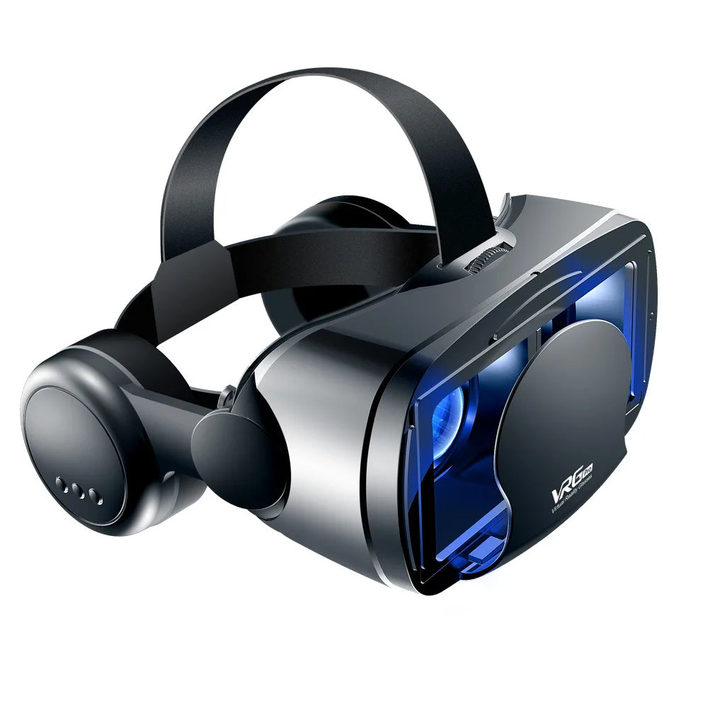 3D VR Headset – Virtual Reality Smart Glasses Helmet for Smartphones with Controllers and 7-Inch Lenses