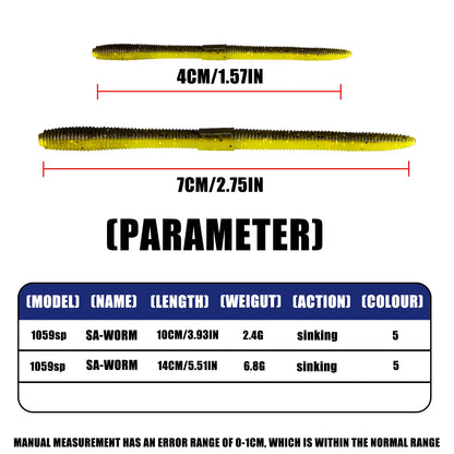 Soft Bait Senko Worms – 10cm/14cm, 10-15pcs Bag Wacky Stick Fishing Lures for Bass & All Fish
