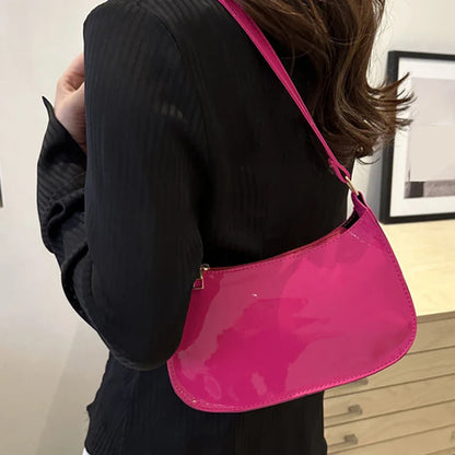 Retro Solid Color PU Leather Shoulder Bag – Fashion Women's Handbag, Casual Designer Hobo Underarm Bag