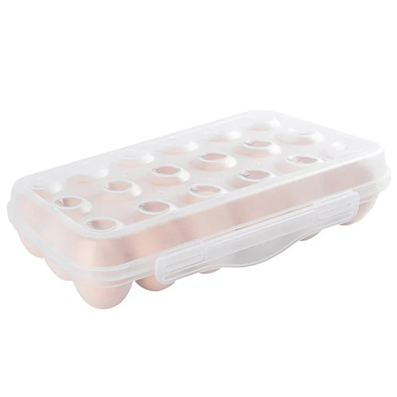 12/18 Grid Egg Storage Box - Refrigerator Egg Organizer Tray with Lid