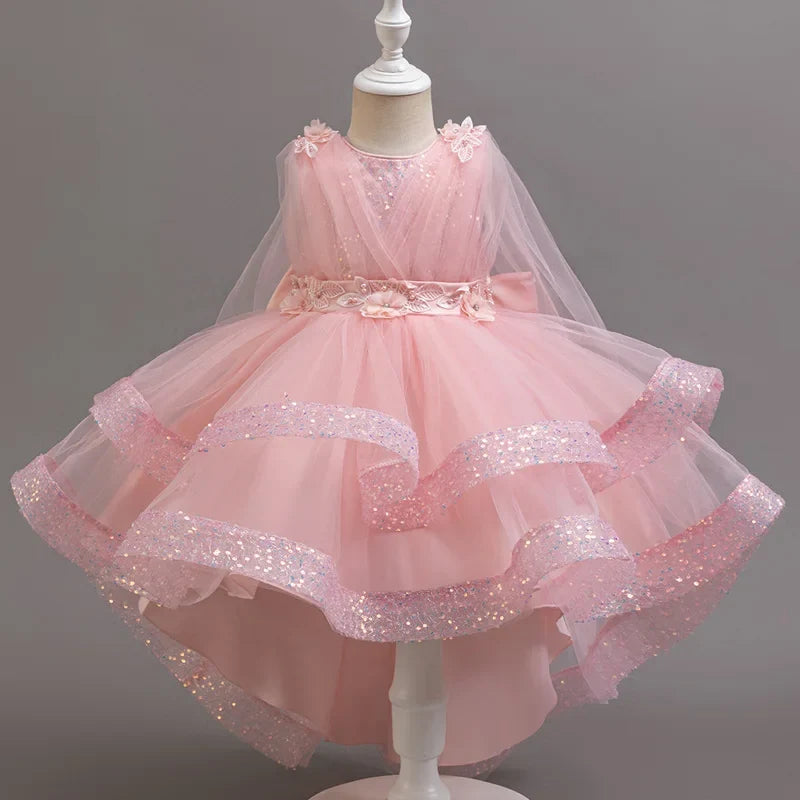 Girls Sequin Sleeveless Party Dress - Kids Wedding, Birthday and Performance Costume Dress
