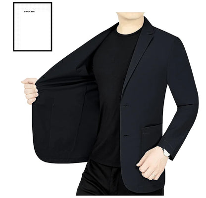 Men’s Summer Thin Blazer Jacket – Breathable, Elastic Sunscreen Coat for Business Casual, 4XL