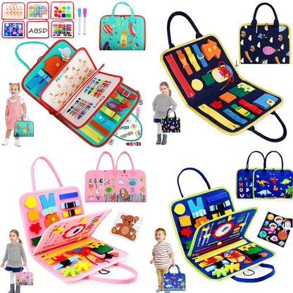 Montessori Busy Board for Toddlers – Sensory Toy for Preschool Learning & Fine Motor Skills, Travel Activities for Boys