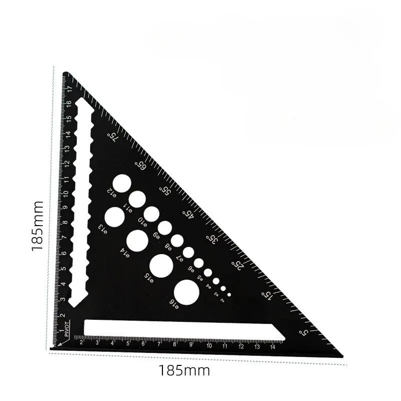 7 Inch Aluminum Alloy Triangle Ruler — Metric Angle Protractor Speed Square for Woodworking