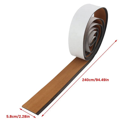 58x2400x5mm Brown EVA Foam Yacht Deck Mat – Imitated Teak Anti-Skid Boat Flooring Strip