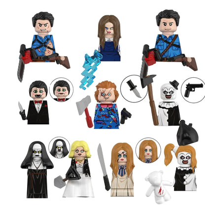 Horror Movie Action Figure Building Blocks – M3gan, Nun & Ash Terrifier Halloween Toy Gift