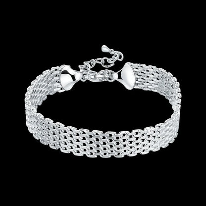 925 Sterling Silver Bracelet for Women – Exquisite Woven Chain Jewelry Gift for Wedding & Christmas