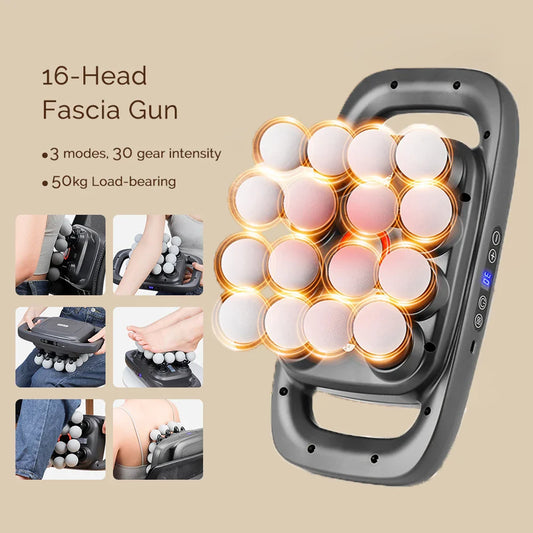 16-Head Fascia Massage Gun – High-Frequency Vibration Body Massager for Back, Waist, Neck, and Shoulders, Muscle Relief