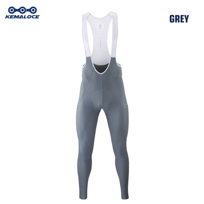 KEMALOCE Men's Cycling Long Pants, Autumn Blue & Grey, Gel Pad, Reflective Bike Bib, Breathable Bicycle Trousers with Rear Pocket