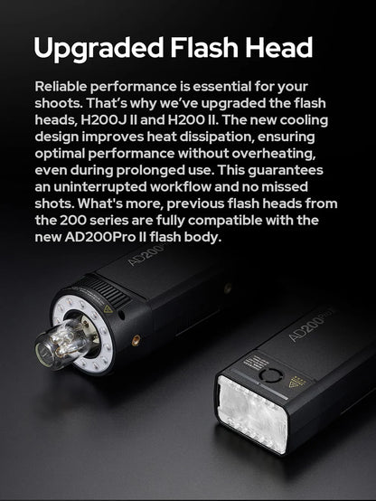 Godox AD200Pro II TTL Wireless Camera Pocket Flash – 2.4G, Compatible with X1T for Nikon, Canon, Sony, Fuji, Olympus