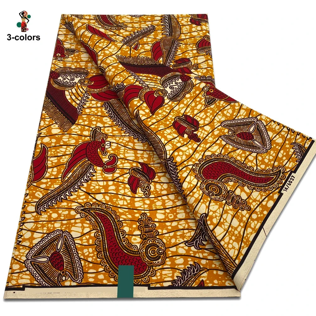African Real Wax Print Fabric - 100% Cotton Soft Ankara Pagne Material for Dresses