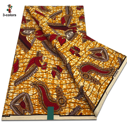 African Real Wax Print Fabric - 100% Cotton Soft Ankara Pagne Material for Dresses