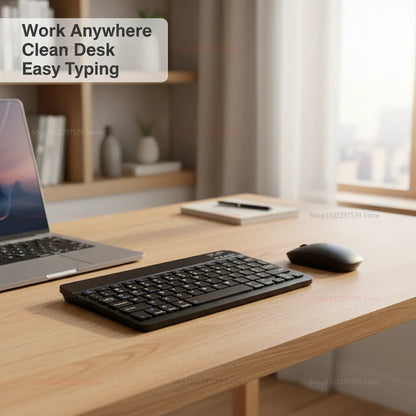 Mini Wireless Bluetooth Keyboard & Mouse Combo – Slim Portable Travel Set for iPad, iPhone, Android Tablets & Phones