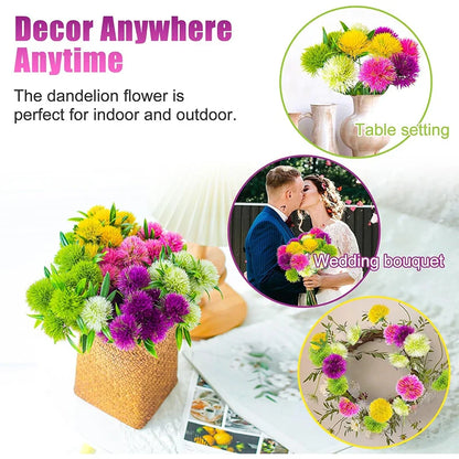 Artificial Dandelion Bouquet Set 3/5/10/12Pcs – 26cm Fake Flower Plants for Home, Bedroom, Wedding & Garden Vase Decoration