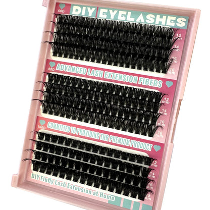 60D/80D/100D Mixed Eyelash Clusters – 10-18mm Wispy Individual Lash Extensions, 266/280pcs DIY Mink False Lashes for Makeup