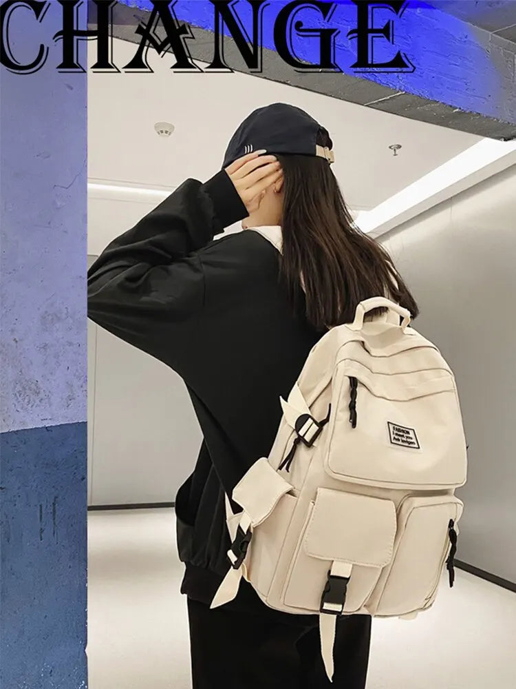 Multi-Pocket Nylon Backpack — Large-Capacity School & Computer Bag for Men & Women