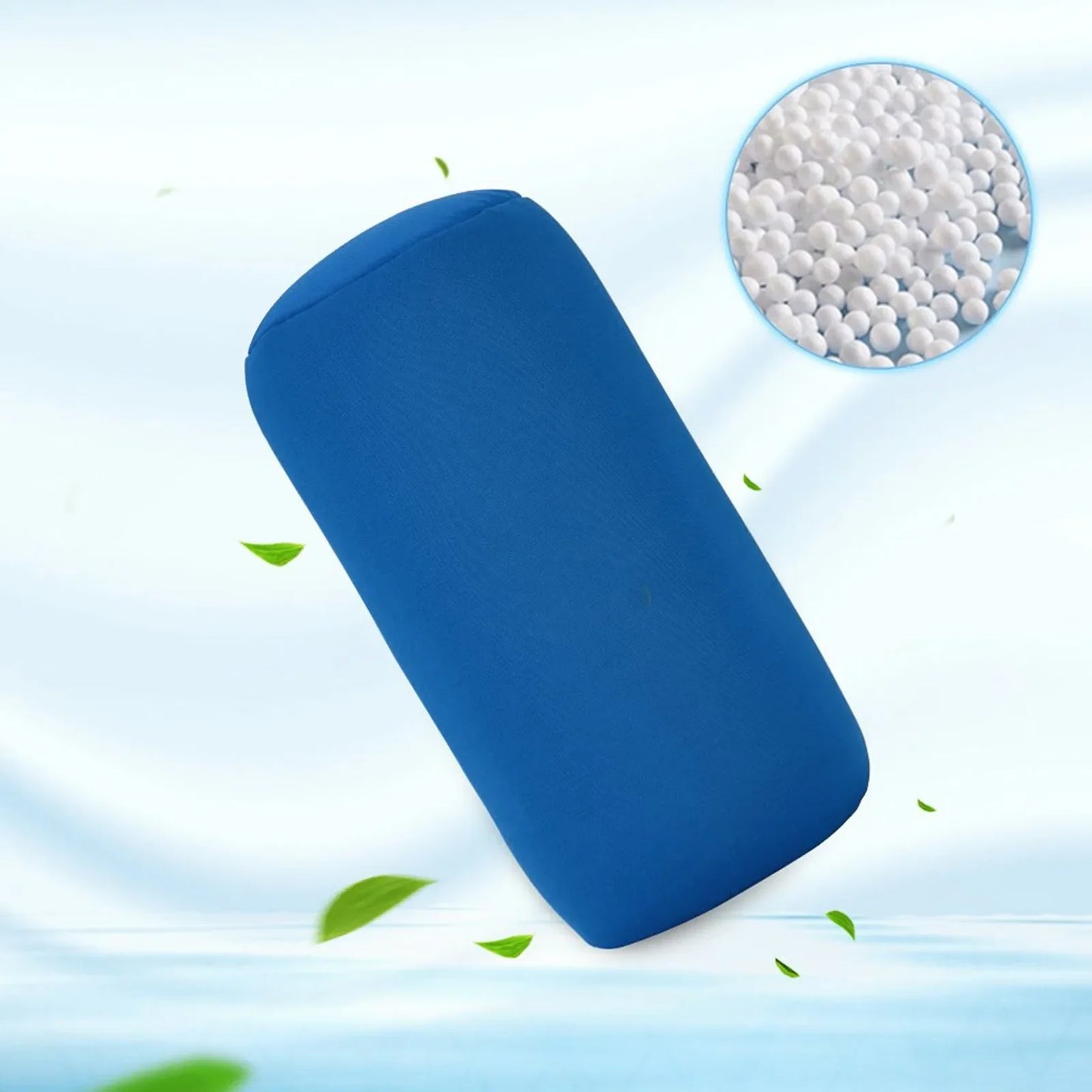 30x16cm Cylindrical Microbead Roll Pillow — Mini Back & Neck Cushion for Travel, Bed, and Home Decor