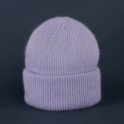 2024 Rabbit Fur Beanie – Soft Fluffy Winter Hat for Women, Angora Knitted Skullies, Warm Bonnet Knit Cap