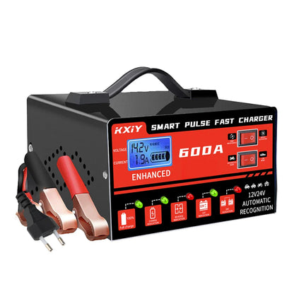12V/24V Smart Car Battery Charger with LCD Display – 600A Intelligent Pulse Repair Maintainer