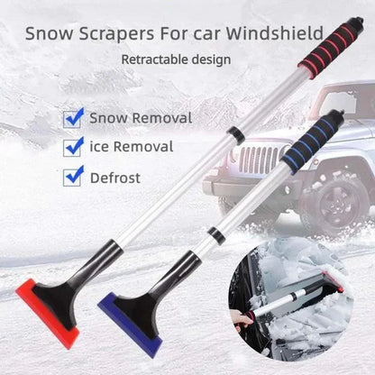 Extendable Aluminum Ice Scraper & Snow Brush – Telescopic Extra-Long Car Windshield Shovel