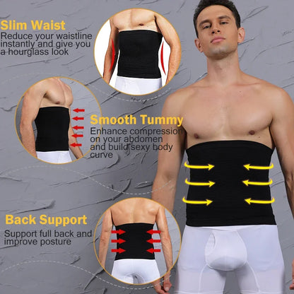 Men’s Waist Trainer Body Shaper — Tummy Control Slimming Belt for Abs Workout & Compression Shapewear