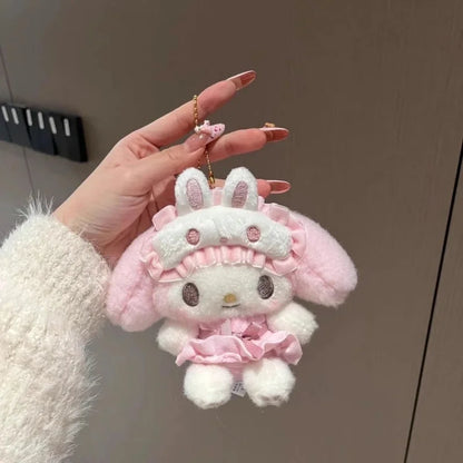 Cute KT Cat Plush Keychain — Cartoon Anime Glasses-Wearing Cat Backpack Pendant, Gift for Girls, Birthday & Holiday