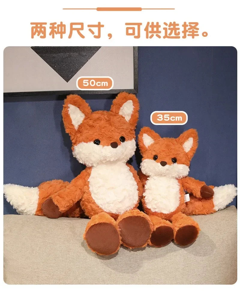 35cm/50cm Cute Fluffy Orange Fox Plush Toy – Soft Cartoon Stuffed Doll, Perfect Birthday Gift