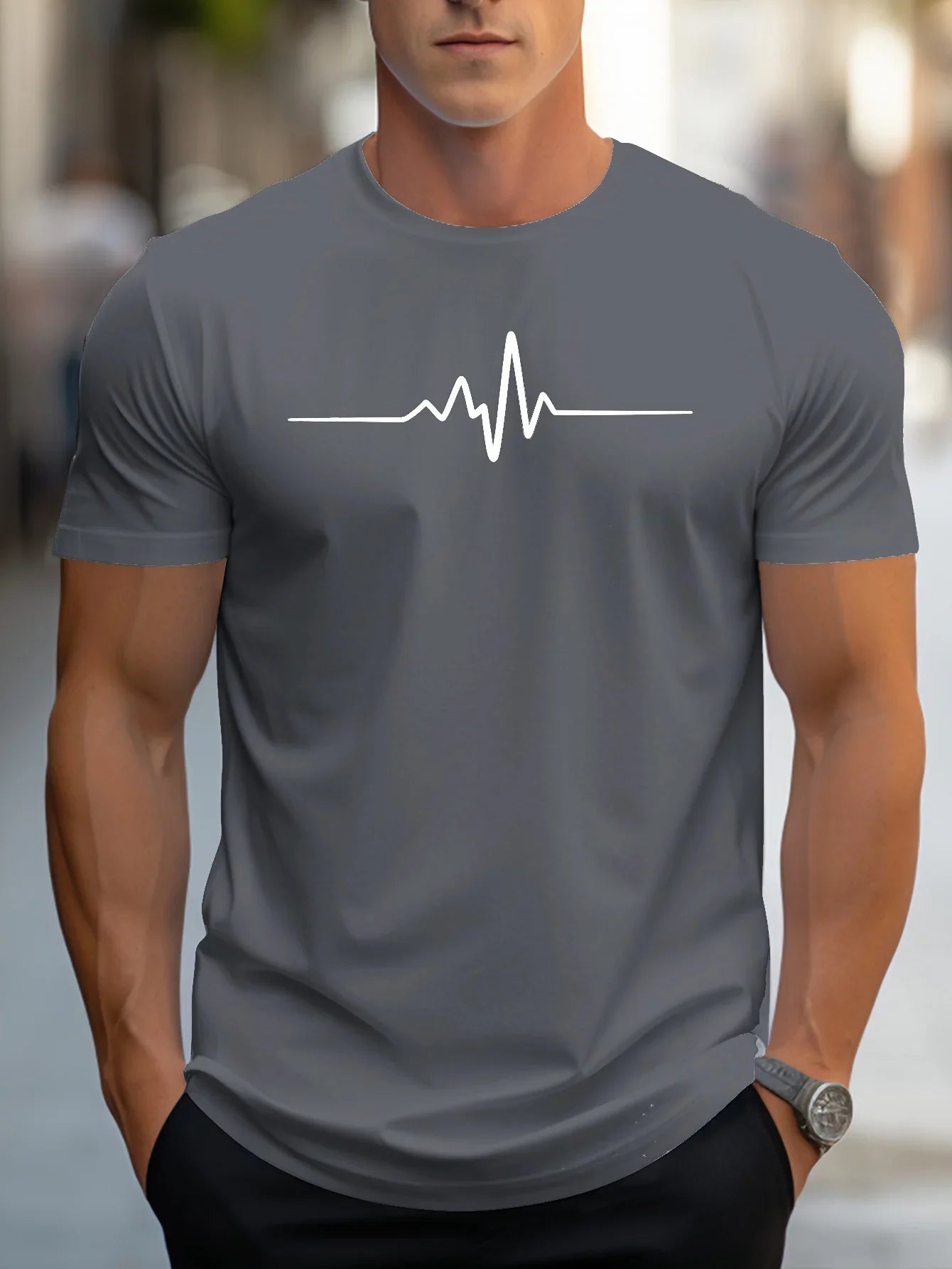 Men's 100% Cotton Summer T-Shirt – Creative Graphic Printed Slim Fit Casual Sports Round Neck Short Sleeve Top