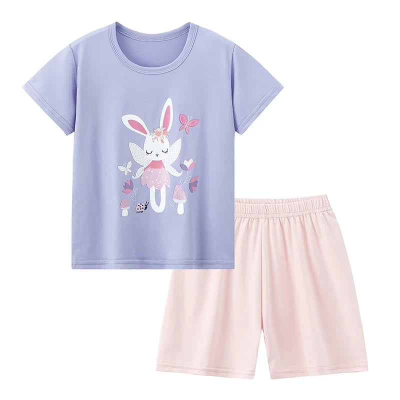Kids' 2-Piece Summer Outfit Set - Cute Short Sleeve Top and Shorts for Boys & Girls