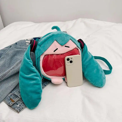 Anime Hatsune Miku Q Version Kawaii Shoulder Bag – Transparent Doll Plush Toy Backpack, Perfect Christmas Gift