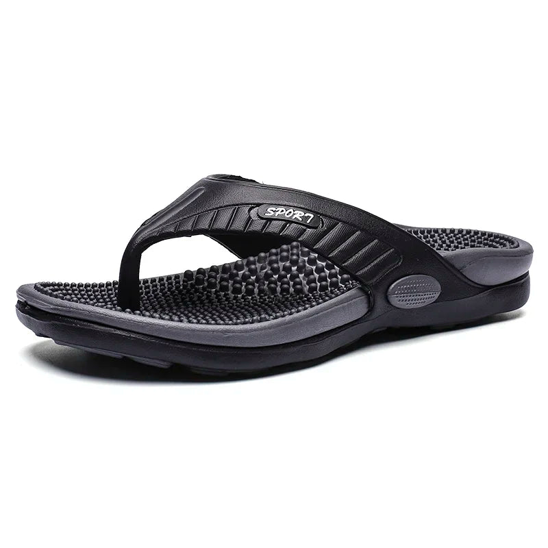 Men's Massage Flip Flops – Breathable Summer Beach Sandals, Luxury Comfort Slippers, Plus Size 46