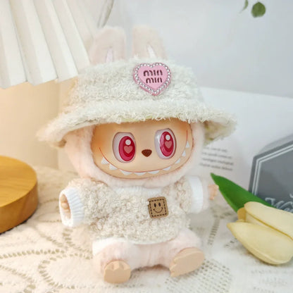 Cute 17cm Labubu Doll Clothes Set - Classic Dress Outfit & Accessories for V2 Mini Dolls, Girl Kid Gift