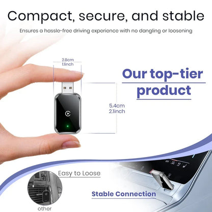 B63B Wireless CarPlay Adapter - Mini USB & USB-C Converter for iPhone Wired to Wireless Connection