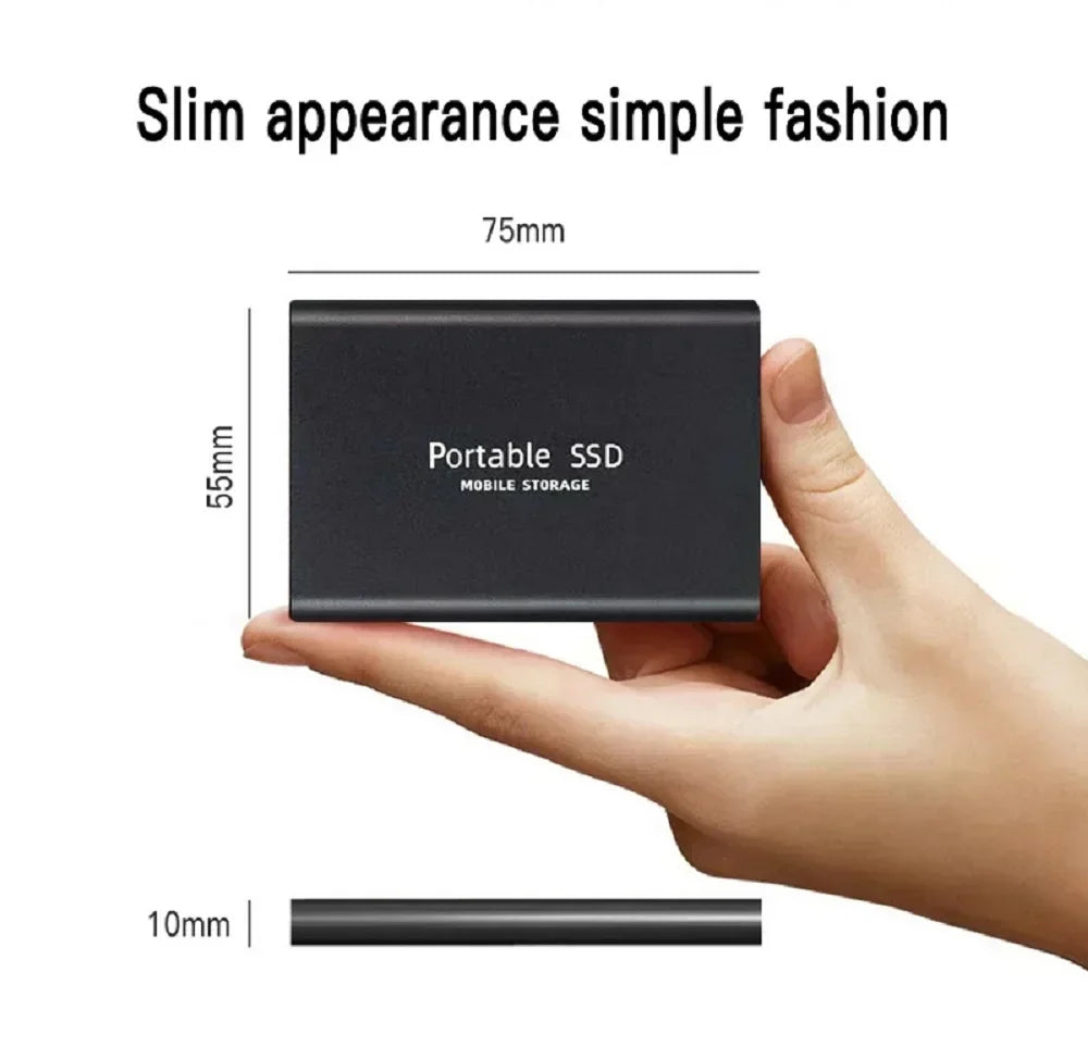 Portable SSD 1TB–4TB High-Speed External Drive – USB 3.1 Type-C Solid State Hard Disk for Laptop, PC & Mac